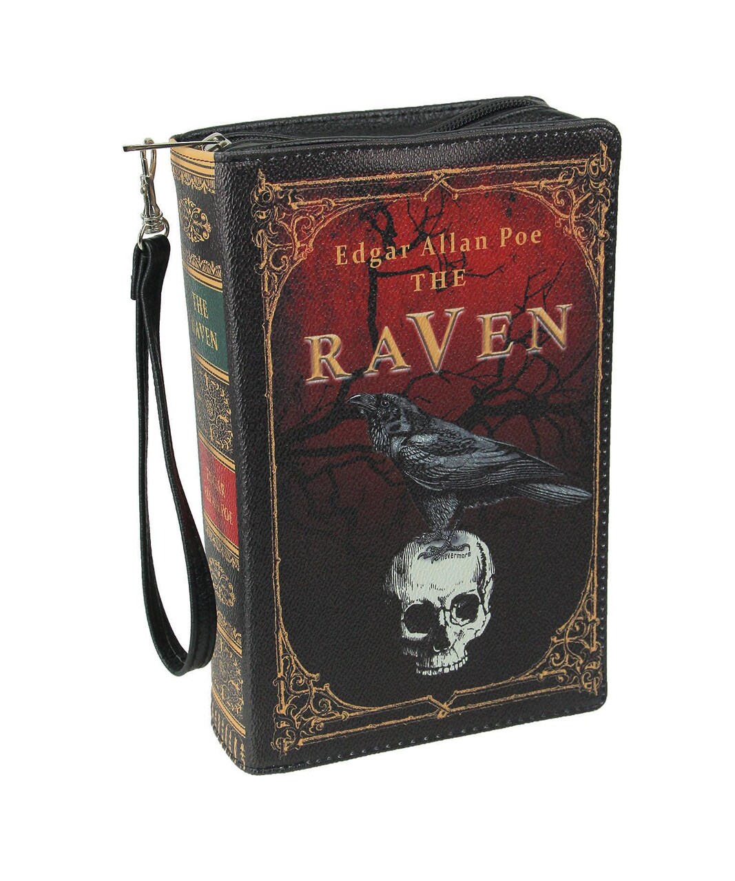 Black Vinyl The Raven Book Handbag Novelty Clutch Purse Crossbody Bag Allen Poe